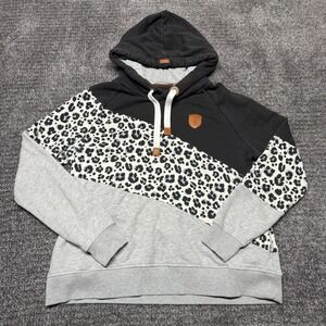 Wanakome Womens Artemis Hoodie Pullover Sweatshirt XXL Leopard Print Black Gray